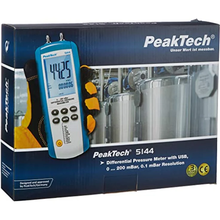 PeakTech 5144 – Digitales Manometer mit USB-Port, LCD-Anzeige und Windows-Software, max. 200 mBar – Bild 3