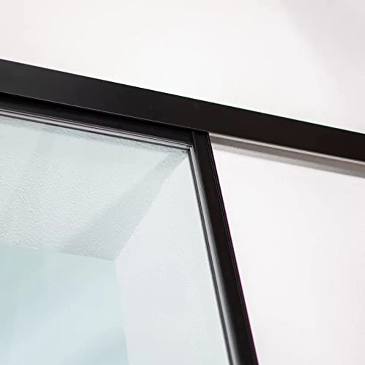 inova Glasschiebetür 880x2035 mm, Komplettset Klarglas mit schwarzem Alu-Rahmen, Softclose, fertige Montagevorrichtung – Bild 2