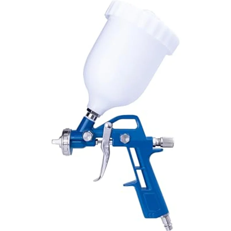 Scheppach 7906100723 8-teiliges Druckluft-Werkzeug-Set, + Farbspritzpistole, Sprüh- und Reinigungspistole, Reifenfüllmessgerät, Ausblaspistole, Spiralschlauch und Düsen – Bild 3