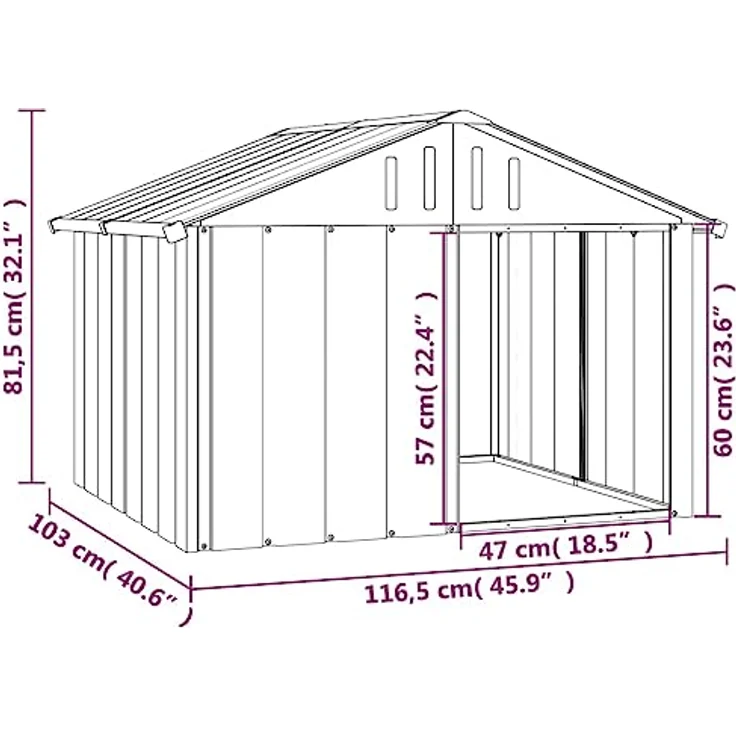 Hundehütte Anthrazit 116,5x103x81,5 cm Verzinkter Stahl – Bild 4