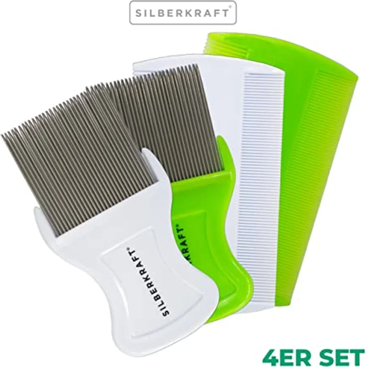 Silberkraft Flohkamm Silberkraft Läusekamm Set - Effektive Läusebekämpfung, Edelstahlzinken, für Mensch und Tier, hygienisch (1-tlg) – Bild 4