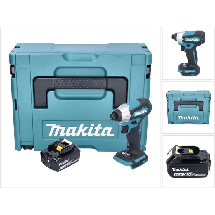 Makita DTD 157 G1J Akku Schlagschrauber 18 V, 140 Nm, 1/4'' Brushless, inkl. 6,0 Ah Akku und Makpac - ohne Ladegerät