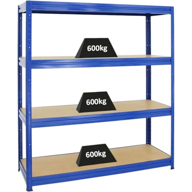 PROREGAL Schwerlastregal Dino Extra Breit 180x160x60 cm Fachlast 600kg Blau, Lagerregal mit robuster Stahlkonstruktion, flexibler Anpassung und einfachem Aufbau – Bild 1