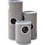 nanook Kratztonne Sisaltonne Kratzturm Kratzbaum Condo mit Spielball, Plüsch und Sisal, grau 50 cm