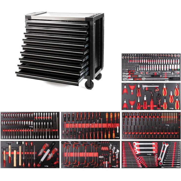 Mephisto-Tools Werkzeugwagen Pro Line "Big Black", 463-teilig, 9 abschließbare Schubladen, Chrom-Vanadium-Stahl, schwarz – Bild 1