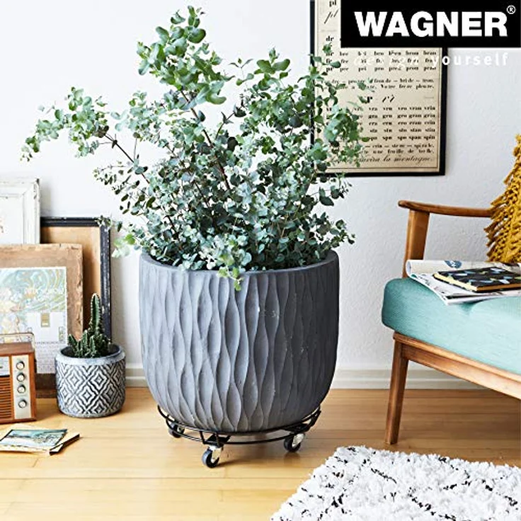 WAGNER Pflanzenroller Black Ø 38 x 9,5 cm I Black Edition Blumenroller für Außenbereich + Innenbereich, schwarz I Kübelroller aus Stahl mit Randbegrenzung I Tragkraft 100kg - 20093401 – Bild 3
