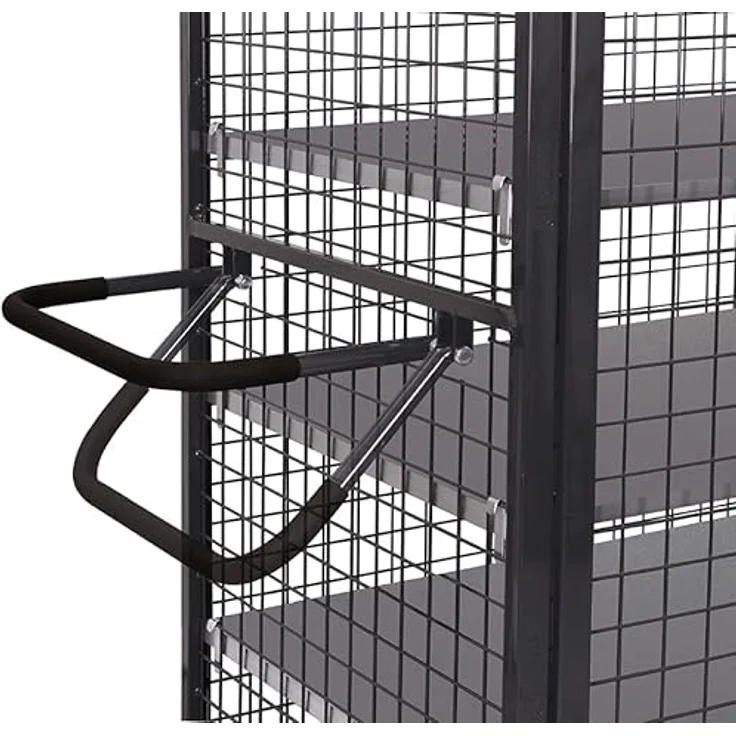 Cordes Etagenwagen 1115x730x1810 mm, 4-seitig mit Dach, anthrazit, Tragkraft 500 kg, mit drehbarem Griff und Schloss – Bild 2
