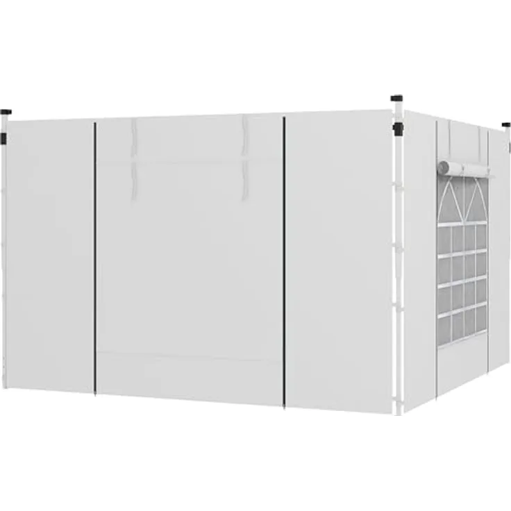 Outsunny Pavillonseitenteil, 2er Set Seitenplanen mit Fenster und Tür, 295x195 cm, für 3x3m oder 3x6m Faltpavillons, Oxford, Weiß
