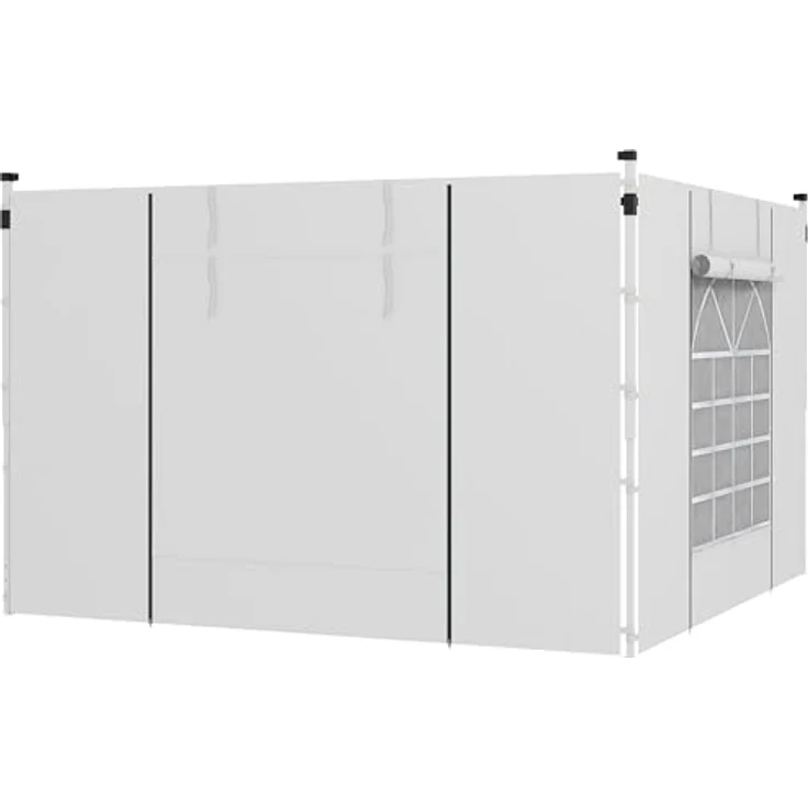 Outsunny Pavillonseitenteil, 2er Set Seitenplanen mit Fenster und Tür, 295x195 cm, für 3x3m oder 3x6m Faltpavillons, Oxford, Weiß – Bild 1