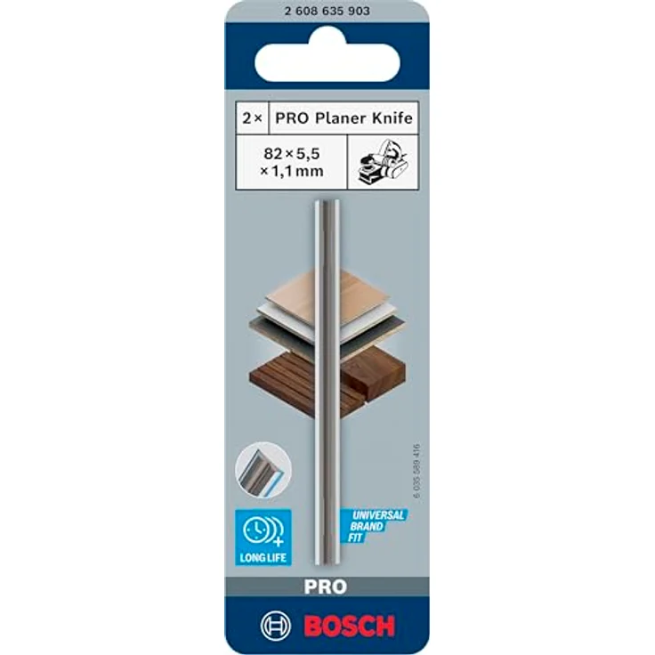 Bosch PRO Hobelmesser 82 × 5,5 × 1,1 mm, 2 Stück, robustes Wendemesser aus hochwertigem Carbide – Bild 2