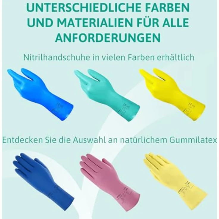 Ansell AlphaTec 37-310 Nitril-Handschuh Lang, für die Zubereitung von Lebensmitteln sowie Reinigungs- und Mechanikarbeiten, Blau, Größe 11 (12 Paar) – Bild 8