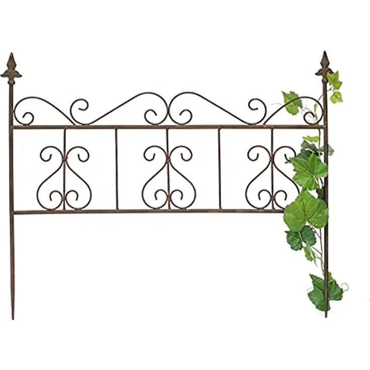 DanDiBo Rankhilfe Metall Blumengitter 60 cm Zaun Rankgitter 96016 Steckzaun Kletterhilfe Stab Rost Imitat