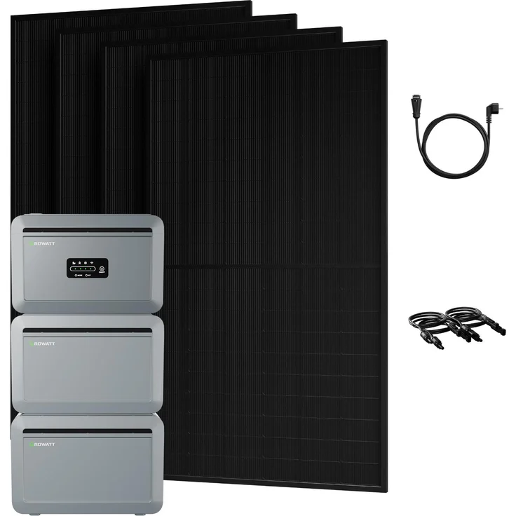 Powerness Balkonkraftwerk Growatt NEXA 2000 mit 2048Wh Speicher, 2x NEXA2000E Erweiterungsakku und 4x 500W Bifazial Glas-Glas Solarmodule