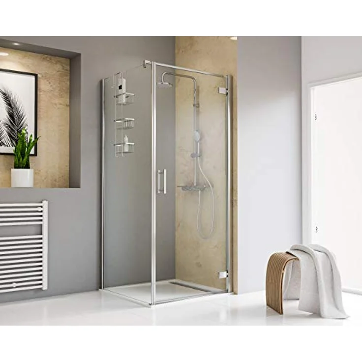 Schulte Drehtür mit Seitenwand 'Toura' pendelbar Anschlag rechts 100 x 100 cm, Sicherheitsglas ESG 8mm, fixil-Beschichtung, weiß – Bild 1