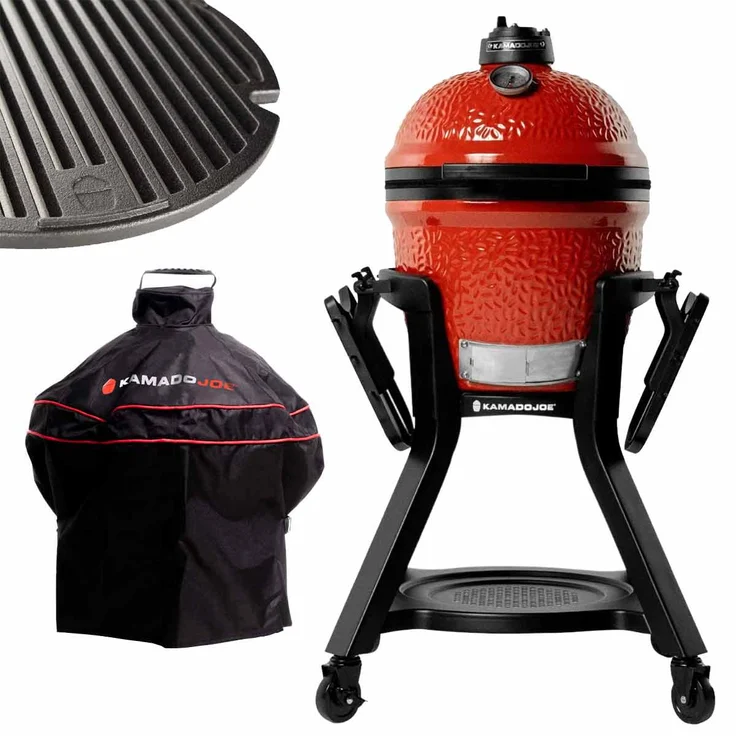 Kamado Joe Junior Celebration Paket Keramikgrill mit Unterwagen, Gussrost, Abdeckhaube und Deckelthermometer