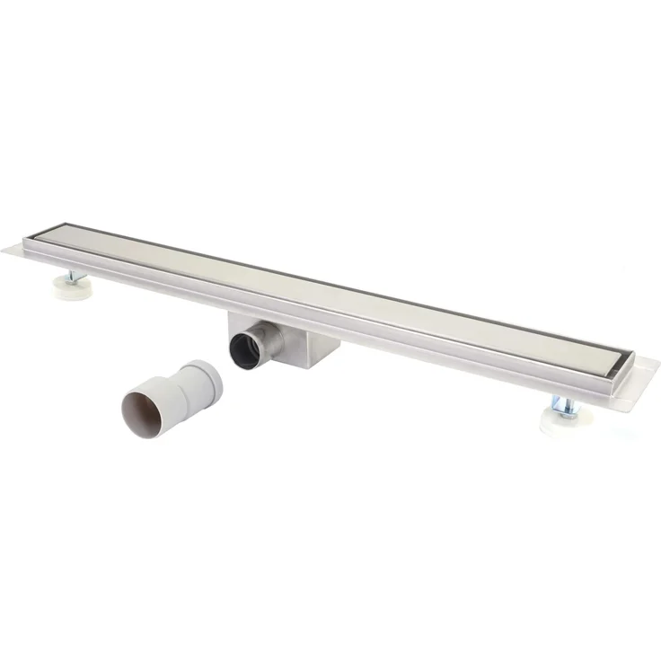 MCW Duschrinne D94d, Edelstahl Bodenablauf mit abnehmbaren Siphon und individueller Abdeckung, 50-120cm, 110cm