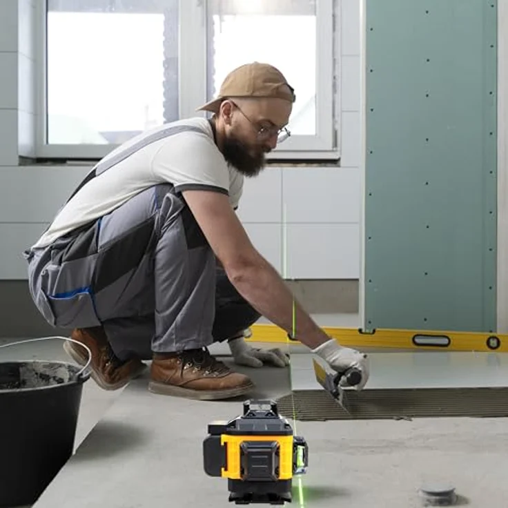 Retoo Linienlaser Kreuzlinienlaser Stativ Selbstnivellierend Baulaser Kreuzlaser IP54, Baustellen Inneneinrichtung LCD Wasserschutz Leitungsflimmeralarm, grün - Preisvergleich – Bild 6