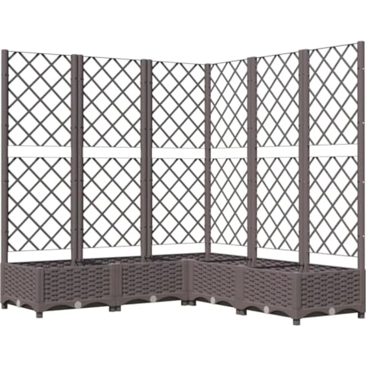 vidaXL Pflanzkübel mit Rankgitter, braun, 120x120x121,5 cm aus witterungsbeständigem PP – Bild 1
