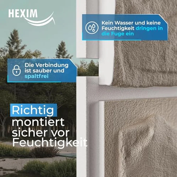 HEXIM FP110 Fassadenpaneel 121x50cm, 3D Steinoptik Weiß, EPS Styropor mit Acrylbeschichtung, UV-beständig für Innen- & Außenbereich (0,61m²) – Bild 3