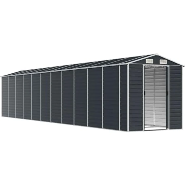 vidaXL Gerätehaus, Gartenhaus mit Schrägdach Griffe, Gartenschuppen Schuppen mit Stauraum, Geräteschuppen Metallschuppen, Anthrazit 191x980x198 cm Verzinkter Stahl – Bild 3