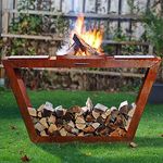 HOME DELUXE - Rost Holzlege - Paulo - 160x40x60 cm, wetterbeständig, edle Rostoptik I Holzlager Feuerschale