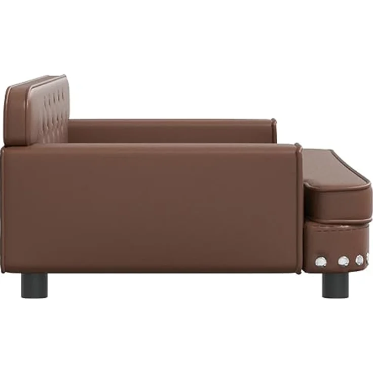 vidaXL Hundebett, Hundekissen mit weicher Polsterung, Hundesofa Hundecouch für kleine Hunde Haustiere, Haustierbett Katzenbett, Braun Kunstleder – Bild 4