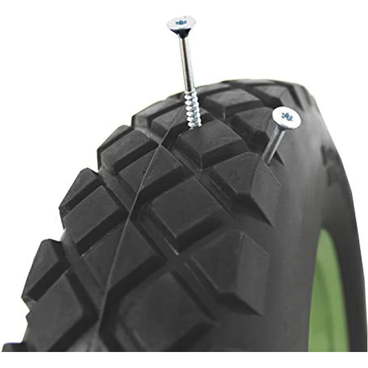 Schubkarrenrad grün/Schwarz Vollgummi 4.80/4.00-8 + Achse Ersatzrad Reifen Schiebkarre PU – Bild 7