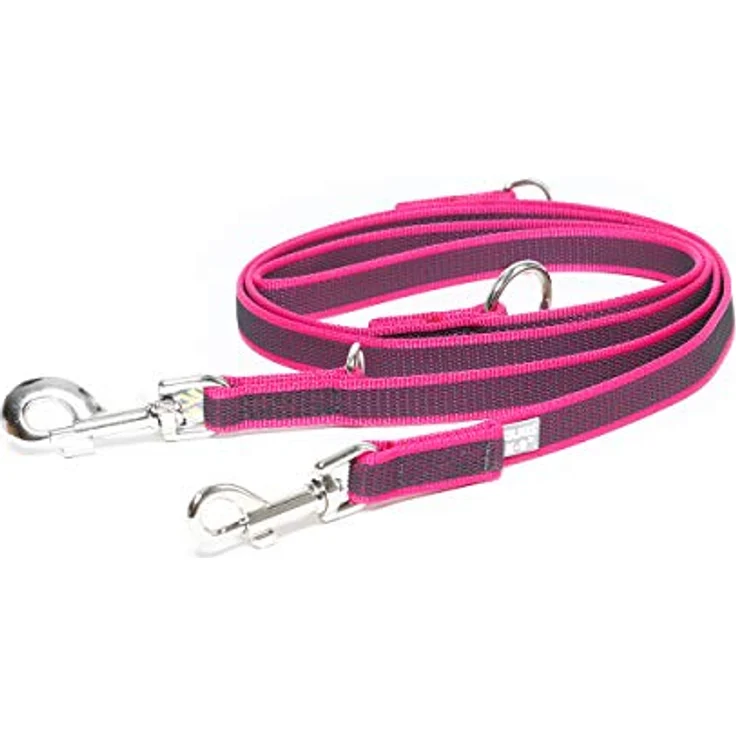 IDC Color & Gray verstellbare Leine mit Doppelkarabiner, 20 mm x 2,2 m, Pink-Grau – Bild 1