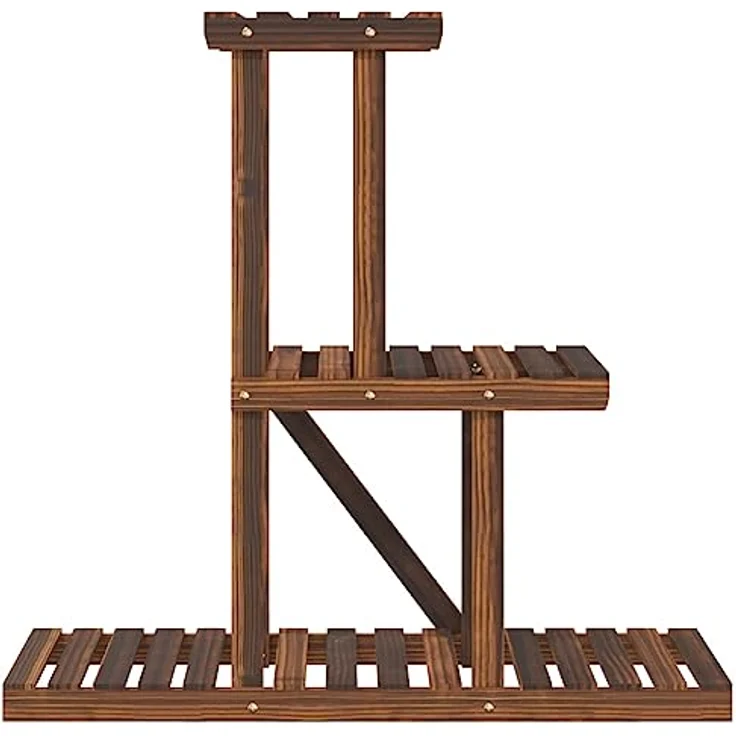 vidaXL Blumenständer, Pflanzständer 81x25x75,5 cm Massivholz Tanne, karbonisiertes Braun – Bild 5