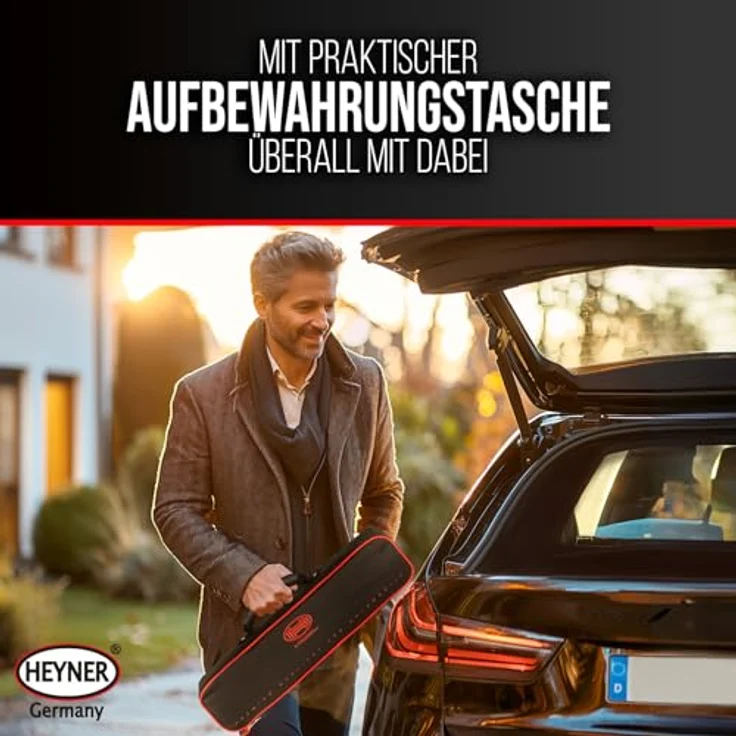 HEYNER® Ultra Lift S PRO Scherenwagenheber 1t, "Black Edition", Hubhöhe 100–348mm, inkl. Tasche, 17mm Ratsche und Gummiauflage, GS-zertifiziert – Bild 5
