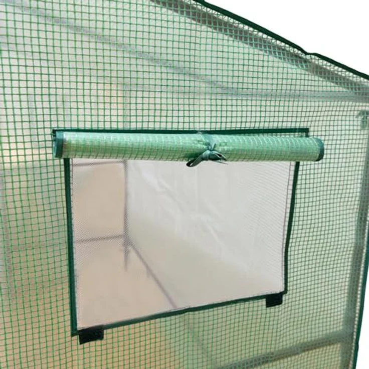 Nativ Robustes Tomaten Gewächshaus 200 x 77 x 169 cm, Foliengewächshaus mit dickerem Gestänge und aufrollbarer Türe – Bild 5