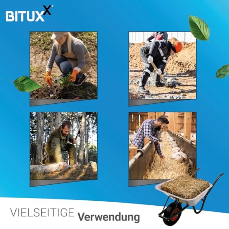 BITUXX® Schubkarre 100L, verzinkte Schiebkarre mit maximaler Zuladung von 250 kg, PU Rad 4.80/4.00-8, schwarz – Bild 4
