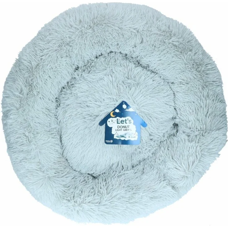 Let's Bands Tierbett Let's Sleep Donut, 60 cm, hellgrau, superweicher und komfortabler Schlafplatz für Hunde und Katzen