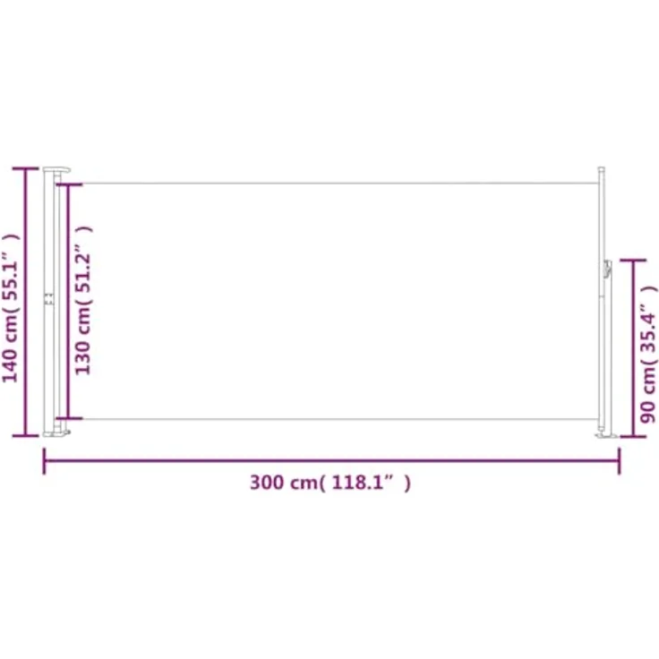 vidaXL Seitenmarkise 140x300cm Blau Sichtschutz Windschutz Sonnenschutz Balkon – Bild 4