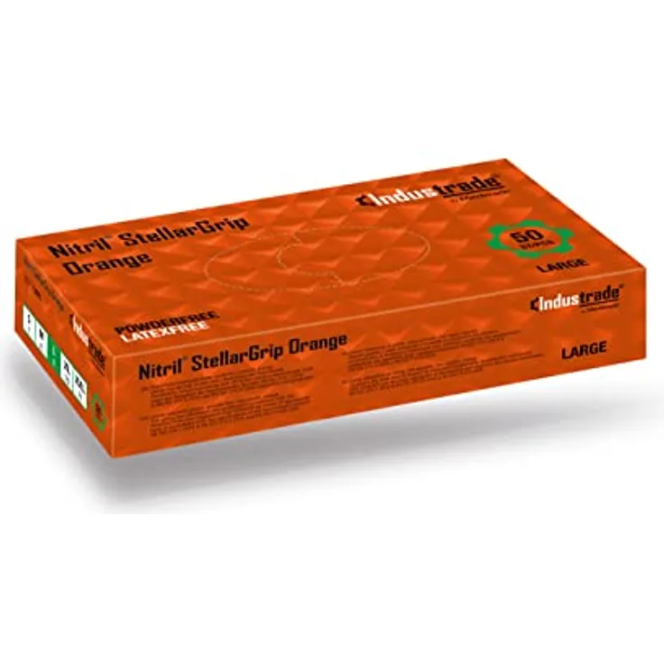 Nitril® StellarGrip Industrial 8,5 g Diamant-Grip Nitril-Untersuchungshandschuh, puderfrei, Orange, Größe L