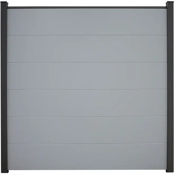GroJa BasicLine Steckzaun, PVC Sichtschutzzaun (180 x 30 cm, Silbergrau), riss- und splitterfrei, pflegeleicht