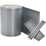 Juskys PVC Sichtschutzstreifen Doppelstabmatten Zaun 35m x 19 cm, 30 Befestigungsclips, hellgrau, Zaunfolie Sichtschutz Windschutz Garten Gartenzaun