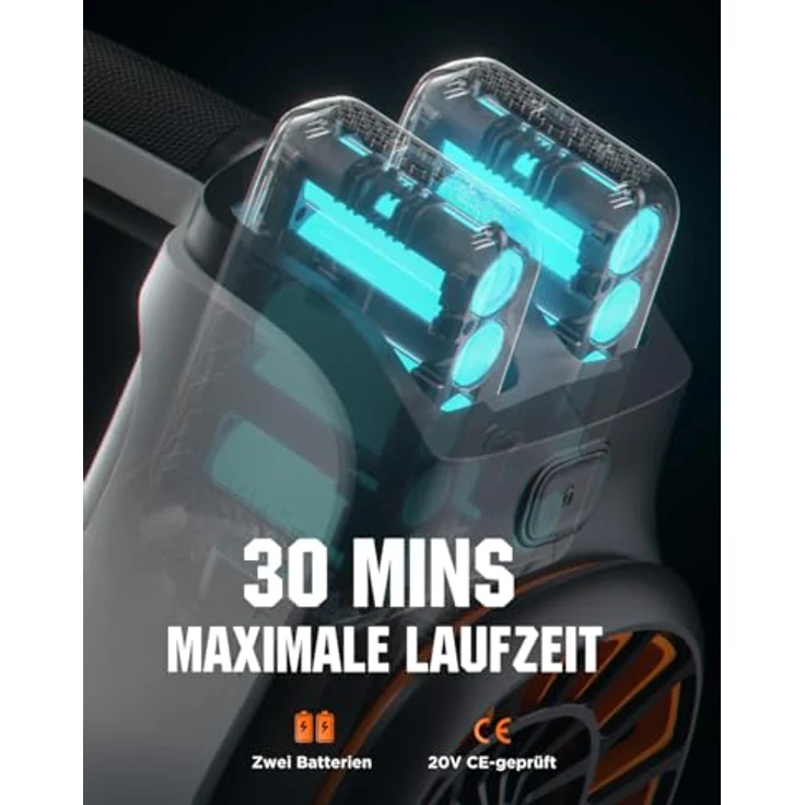 LITHELI Akku-Laubbläser U20 2x20V/4.0Ah, mit optimiertem Luftstromsystem und USB-C Ladefunktion, grün – Bild 7