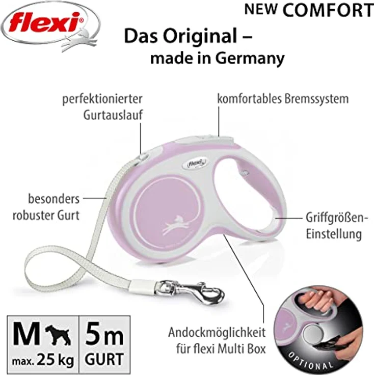 flexi Rollleine New Comfort - Rosa - M - 5 m, blau, M (1er Pack) – Bild 2