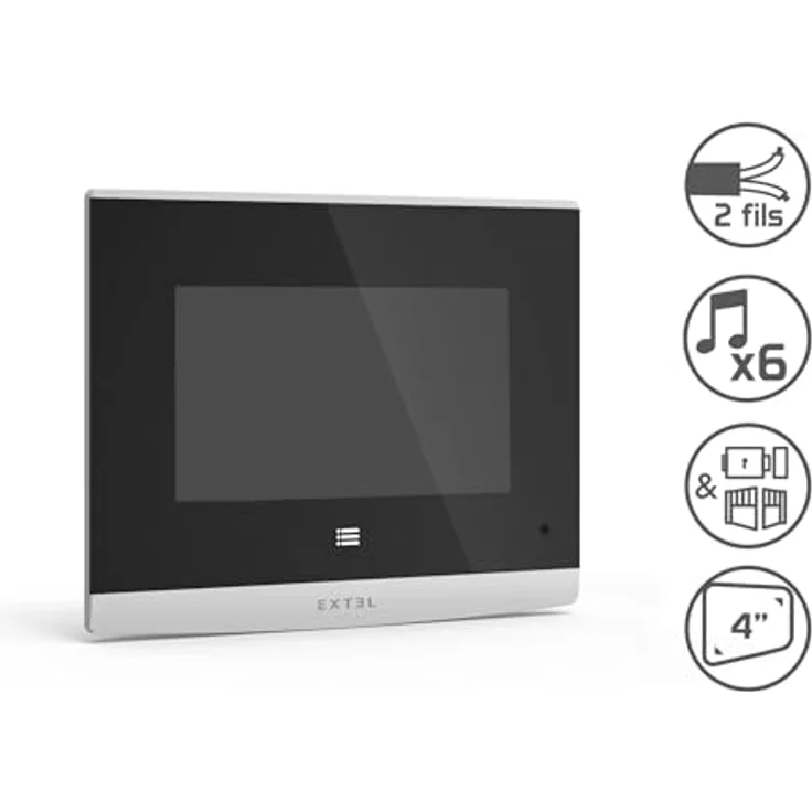 Extel COMPACT Video-Türsprechanlage, 2 Draht, 11 cm Touch-Monitor, Aluminiumgehäuse, Schwarz – Bild 5