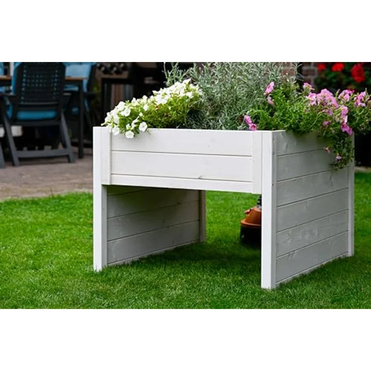 dobar Mähroboter-Garage, BxTxH: 79x73x56 cm, mit integriertem Pflanzkasten, weiß – Bild 6