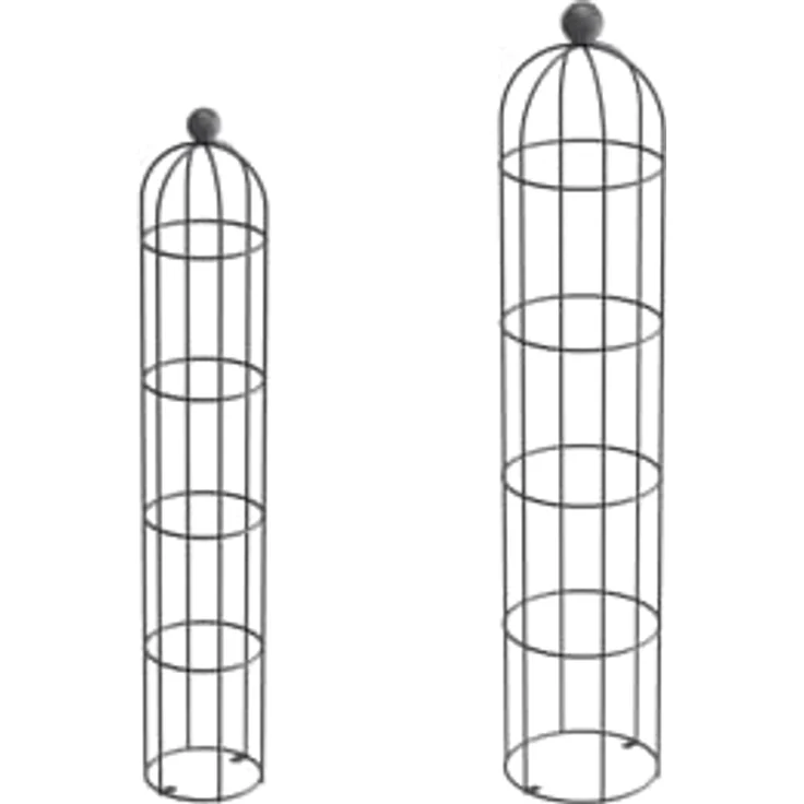 ELEO Rankobelisk Messina Set anthrazit schwarz - 140x29 und 160x34 cm Rankhilfe rund aus Metall - wetterfest, pulverbeschichtet - dekorativ und praktisch für den Garten – Bild 1