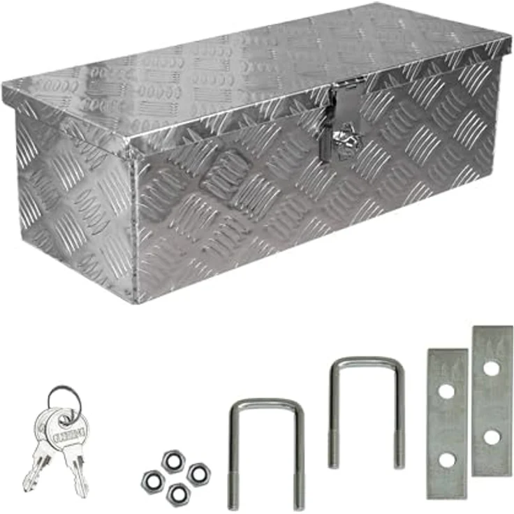 Trucky Truckbox Deichselkasten D025, Aluminium Werkzeugkoffer mit Montagesatz und Schlüssel, 59 x 24 x 18 cm – Bild 1