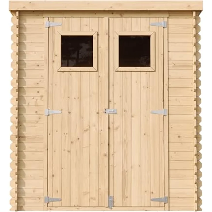 TIMBELA Gartenhaus Holz - Geräteschuppen mit Wasserfestem Dach B204xL204xH202 cm/ 3.53 m2 - Fahrrad Schuppen - Imprägnierte Holzkonstruktion – Bild 4