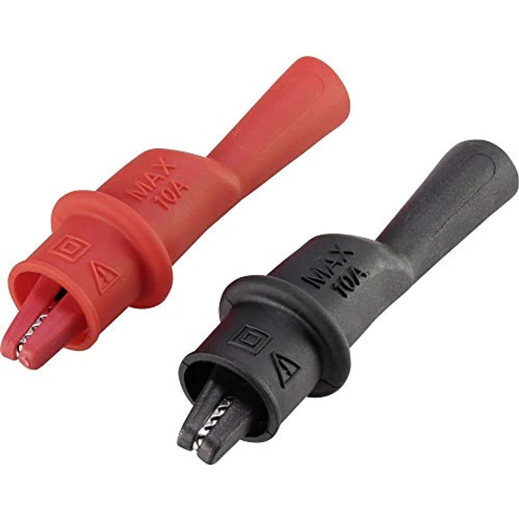 VOLTCRAFT MSK-104, Krokodilklemme Stecker 4 mm, CAT III 1000 V, CAT IV 600 V, schwarz/rot – Bild 1