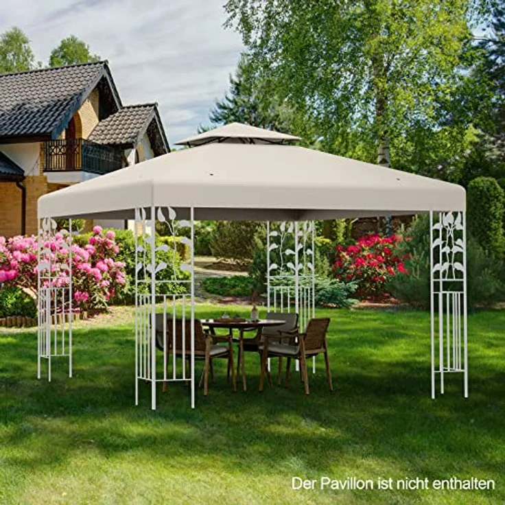 COSTWAY Pavillon-Schutzhülle Dachplane für Pavillon beige – Bild 7