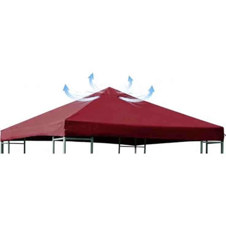 DEGAMO Pavillon-Ersatzdach, für Metall- und Alupavillon 3x3 Meter, bordeaux rot, wasserdicht – Bild 4