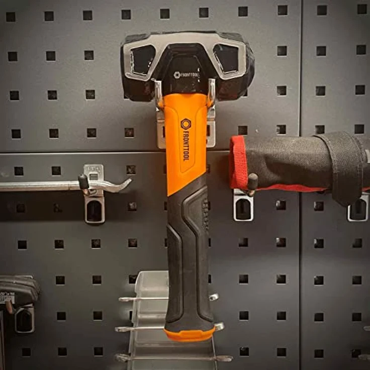 Fronttool Hammer 2x Fäustel 2in1, Doppelkopf Hammer 25cm / 1350g - Karbonstahl, schwarz/orange, ergonomischer Graphitgriff – Bild 4