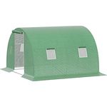 Outsunny Foliengewächshaus begehbares Polytunnel 3 x 3 m Gewächshaus mit 4 Fenster Treibhaus Frostschutz Stahlrohr Dunkelgrün