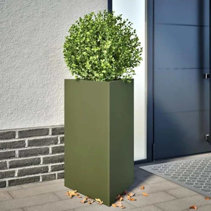 vidaXL Pflanzkübel Olivgrün Dreieckig 50x43x75 cm Stahl, rostbeständig und stabil – Bild 2